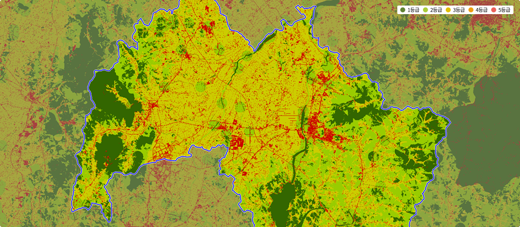 국토환경성평가 등급별 해치 지도