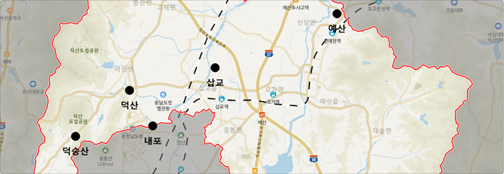 공공하수처리시설 위치도